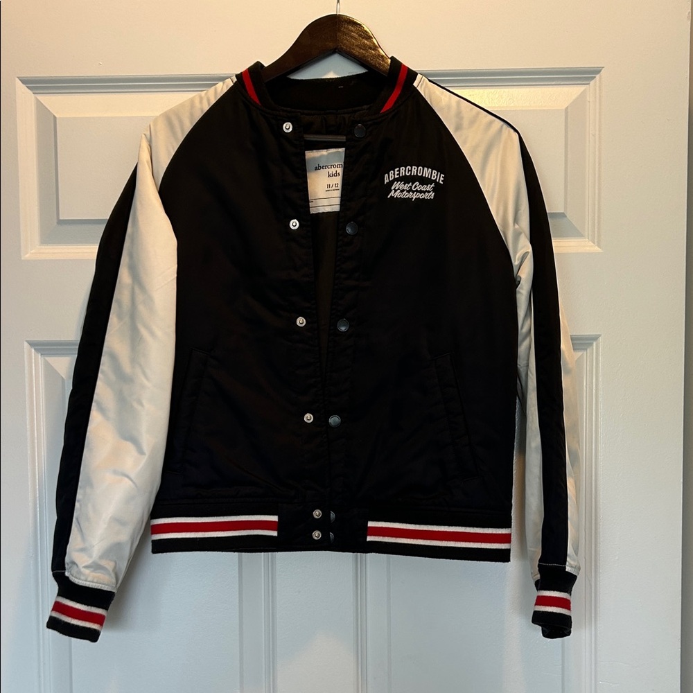 Abercrombie Black and White West Coast Motorsports Jacket